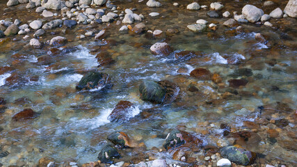 Close up shot of mountain river water
