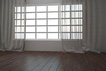 modern empty room with curtains interior design. 3D illustration