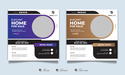 Real estate landlord house property instagram post or square web banner promo template