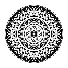 Isolated mandala in vector. Round pattern in white and black colors. Vintage decorative element 