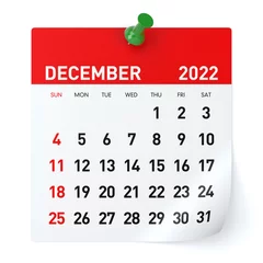 Deurstickers December 2022 - Calendar. Isolated on White Background. 3D Illustration © klenger