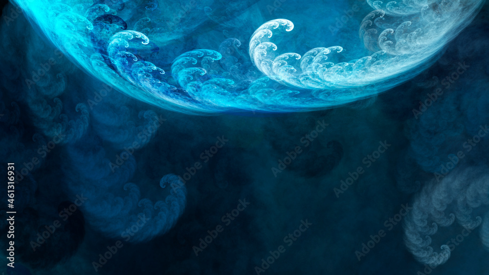 Wall mural abstract blue beautiful fractal background in the form of clouds and feathers and is suitable for us