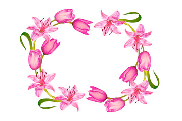 Floral frame. spring colorful flowers. floral collection.