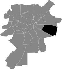 Black location map of the Felin district inside gray urban districts map of the Polish regional capital city of Lublin, Poland - obrazy, fototapety, plakaty
