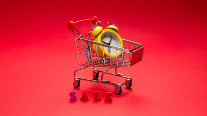 Sale text on a red bacground. Copy space.