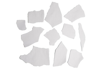 Empty white paper pieces isolated.