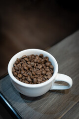 coffee beans in a cup