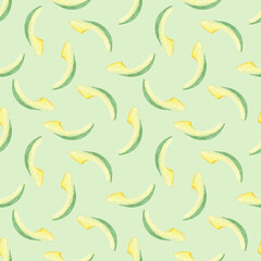 watercolor seamless pattern avocado on mint background