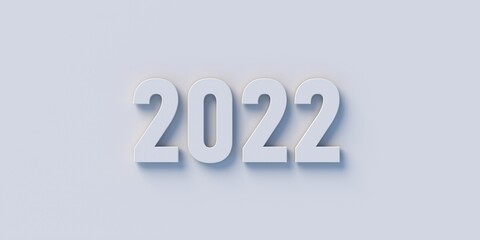 2022 Happy New Year greeting card template, Number digits gray on grey background. 3d illustration