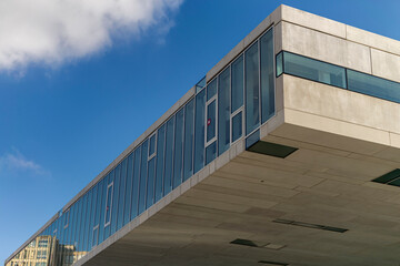 Detail of a modern building in Marseilles France on a sunny day. Mucem - Musée des civilisations de l'Europe et de la Méditerranée