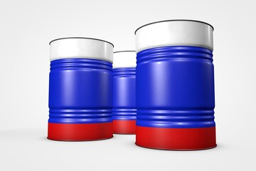 Group of oil barrels from countries of the world isolated on a white background, 3D illustration