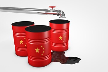 Group of oil barrels from countries of the world isolated on a white background, 3D illustration