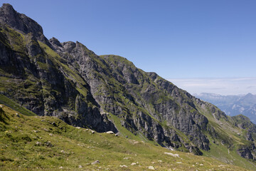 Amazing hiking day in one of the most beautiful area in Switzerland called Pizol in the canton of Saint Gallen. What a wonderful landscape in Switzerland at a sunny day.