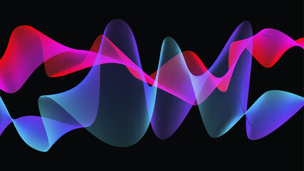 Abstract vector smooth color wave. Blue flow curve motion illustration. Smoke design. Vector lines.