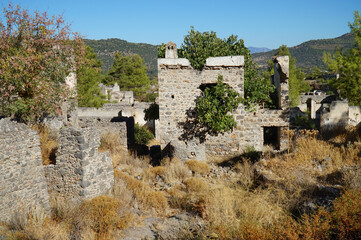 Ruins of the ancient Greek city of Kayakoy near the city of Fethiye.