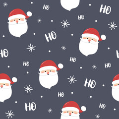 Christmas texture with Santa Claus. Seamless pattern. Vector