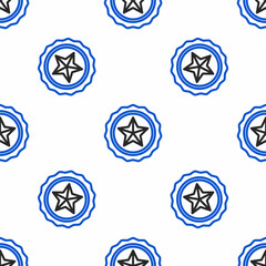 Line Police badge icon isolated seamless pattern on white background. Sheriff badge sign. Colorful outline concept. Vector