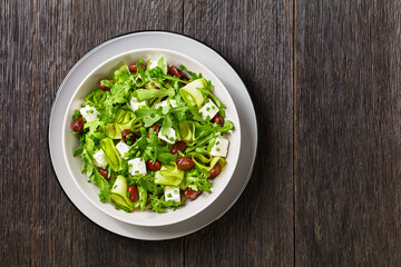 broad bean, feta cheese, rocket and cucumber salad
