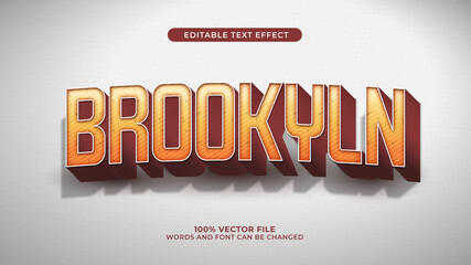 Text Effect 3d Brooklyn Vintage illustrator. Editable font style design