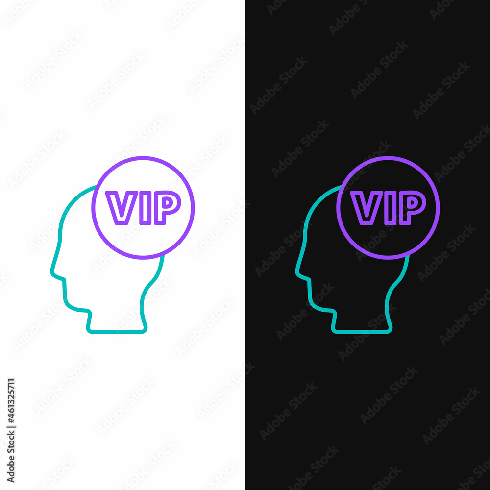 Sticker Line Vip inside human head icon isolated on white and black background. Colorful outline concept. Vector