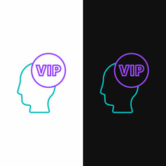 Line Vip inside human head icon isolated on white and black background. Colorful outline concept. Vector