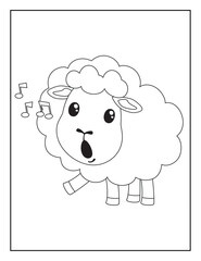 Coloring Book Pages for Kids. Coloring book for children. Sheep.