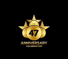 Happy Anniversary of, 47 Years, Bright Color Star Design Shape element, ceremony party Presentation