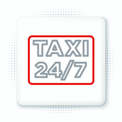 Line Map pointer with taxi icon isolated on white background. Location symbol. Colorful outline concept. Vector