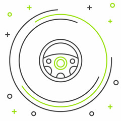 Obraz premium Line Steering wheel icon isolated on white background. Car wheel icon. Colorful outline concept. Vector