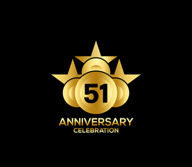 Obraz premium Happy Anniversary of, 51 Years, Bright Color Star Design Shape element, ceremony party Presentation