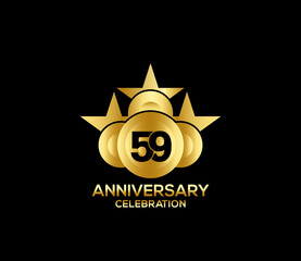 Obraz premium Happy Anniversary of, 59 Years, Bright Color Star Design Shape element, ceremony party Presentation