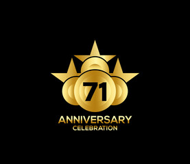 Obraz premium Happy Anniversary of, 71 Years, Bright Color Star Design Shape element, ceremony party Presentation