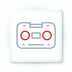 Line Retro audio cassette tape icon isolated on white background. Colorful outline concept. Vector