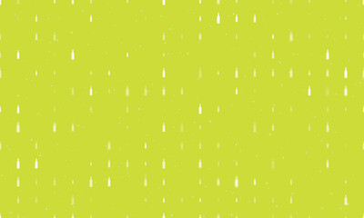 Seamless background pattern of evenly spaced white beer bottle symbols of different sizes and opacity. Vector illustration on lime background with stars