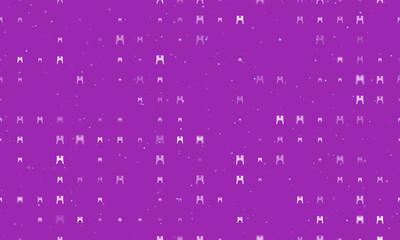 Obraz premium Seamless background pattern of evenly spaced white women's jacket symbols of different sizes and opacity. Vector illustration on purple background with stars