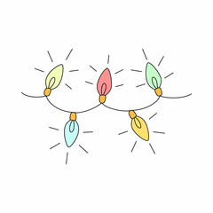 Colorful garland in cartoon style. Decoration element for christmas, birthday, anniversary, halloween or other celebrate. Vector illustration isolated on white background