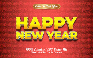 Happy new year 2022 gold yellow and silver yellow texture 3d editable text effect