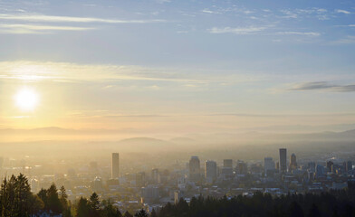 Fototapeta premium Sunrise over Portland OREGON