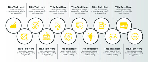 12 Steps Infographics Design Template - Graph, Pie chart, workflow layout, cycling diagram, brochure, report, presentation, web design. Editable Vector illustration