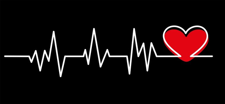 Heart cardiogram continuous one line drawing minimalism design isolated on white background