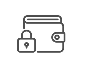 Lock line icon. Protected wallet sign. Money protection symbol. Quality design element. Line style lock icon. Editable stroke. Vector