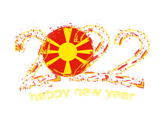 Happy New 2022 Year with flag of Macedonia.