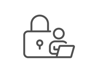 Lock line icon. Security access sign. Online padlock symbol. Quality design element. Line style lock icon. Editable stroke. Vector