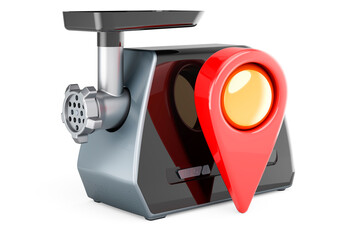 Electric meat grinder with map pointer. 3D rendering