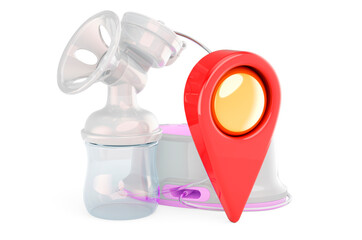 Electrical breast pump with map pointer. 3D rendering