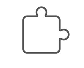 Puzzle piece line icon. Jigsaw game shape sign. Business strategy element. Quality design element. Line style puzzle icon. Editable stroke. Vector