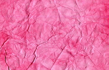 The watercolor is a bright pink color with a textured background. Crumpled paper.