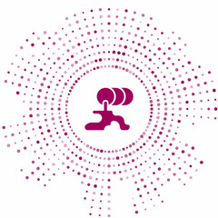 Purple Barrel oil leak icon isolated on white background. Abstract circle random dots. Vector