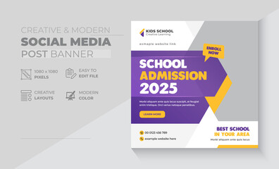 School education admission social media post banner & web banner layout