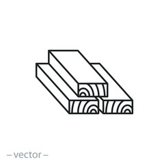 lumber icon, wood industrial, timber stack, wooden building material,  thin line symbol on white background - editable stroke vector illustration eps10